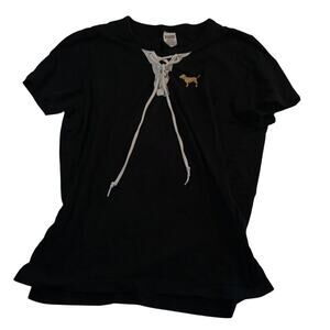 Victoria's Secret PINK Campus Top - Black, White & Gold - L